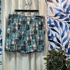 Men’s Cape Madras 100% Cotton Patchwork Shorts Size 42